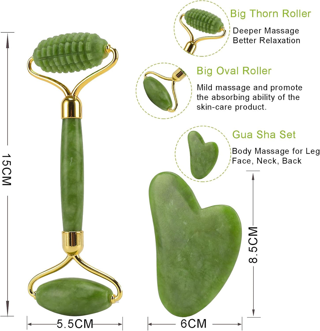 Face Massager Roller Natural Jade Stone